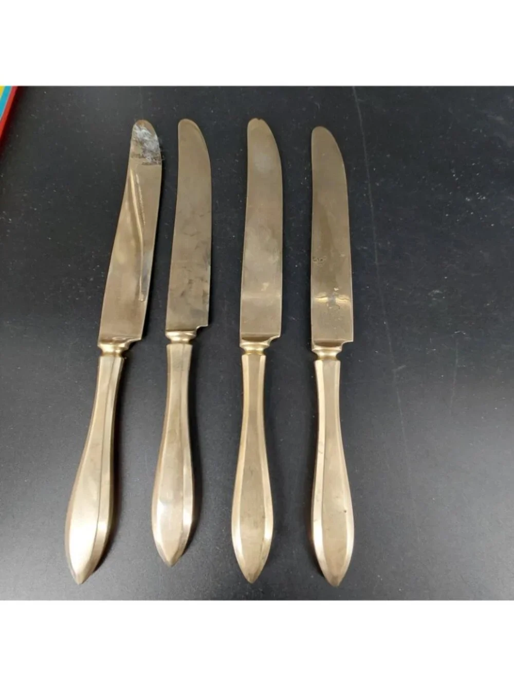 Dirigold Regal Dinner Knife Set 4 Gold Table Dirilyte Alloy Flatware Sweden